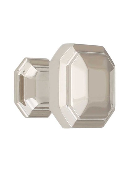 Emerald Cabinet Knob - 1 1/8 inch Square in Polished Nickel.